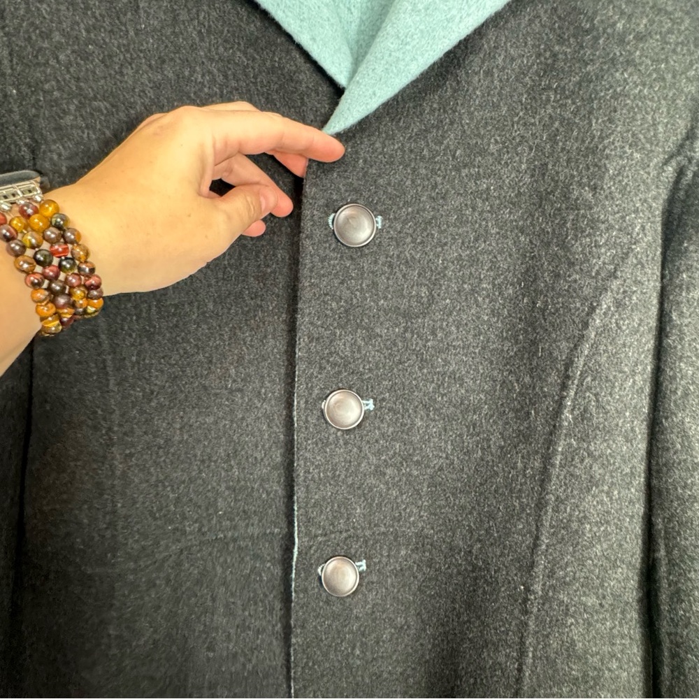 Sigrid Olsen reversible gray blue wool angora jacket coat - Picture 9 of 10